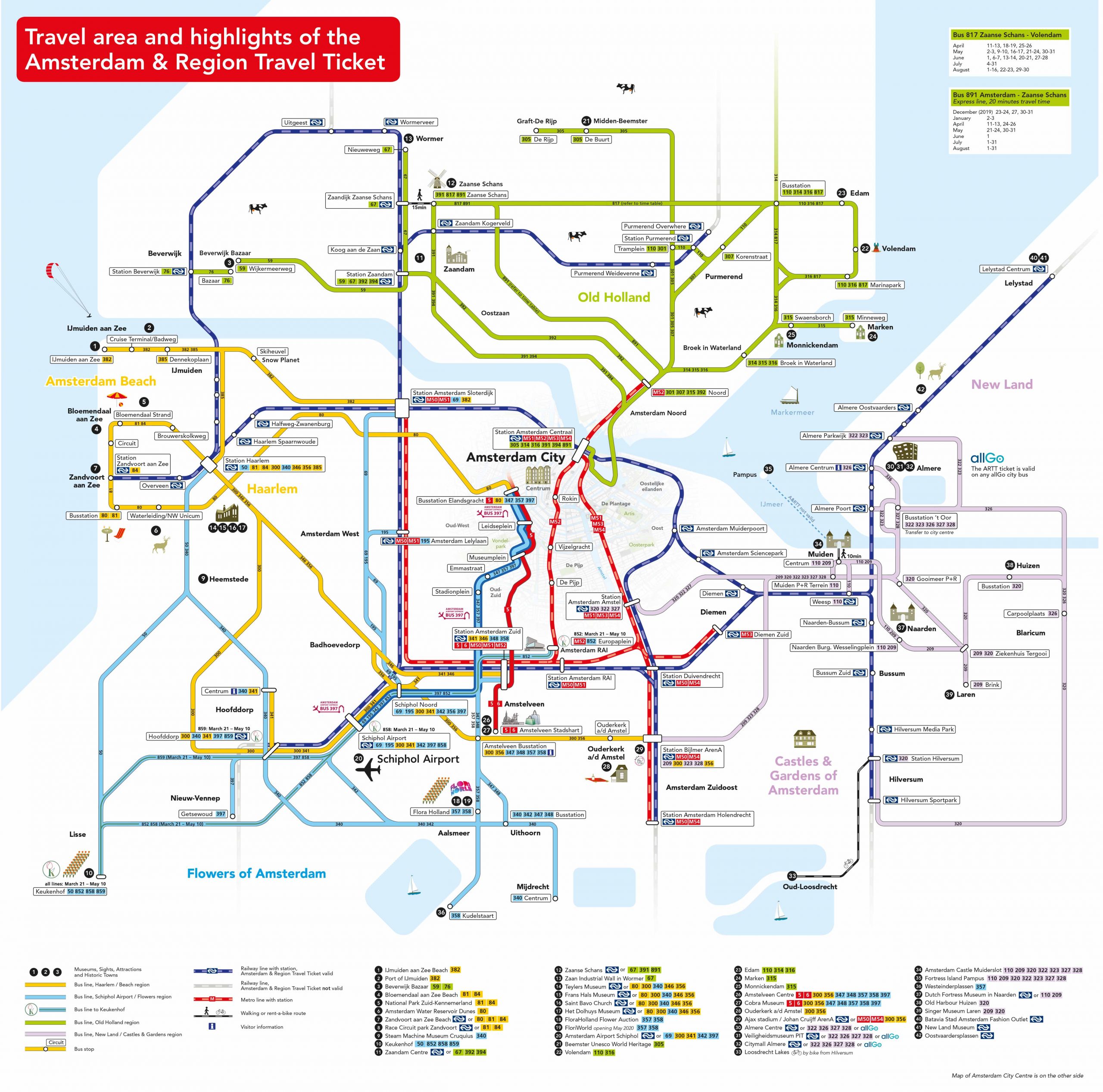 Amsterdam Route Map for Day ticket