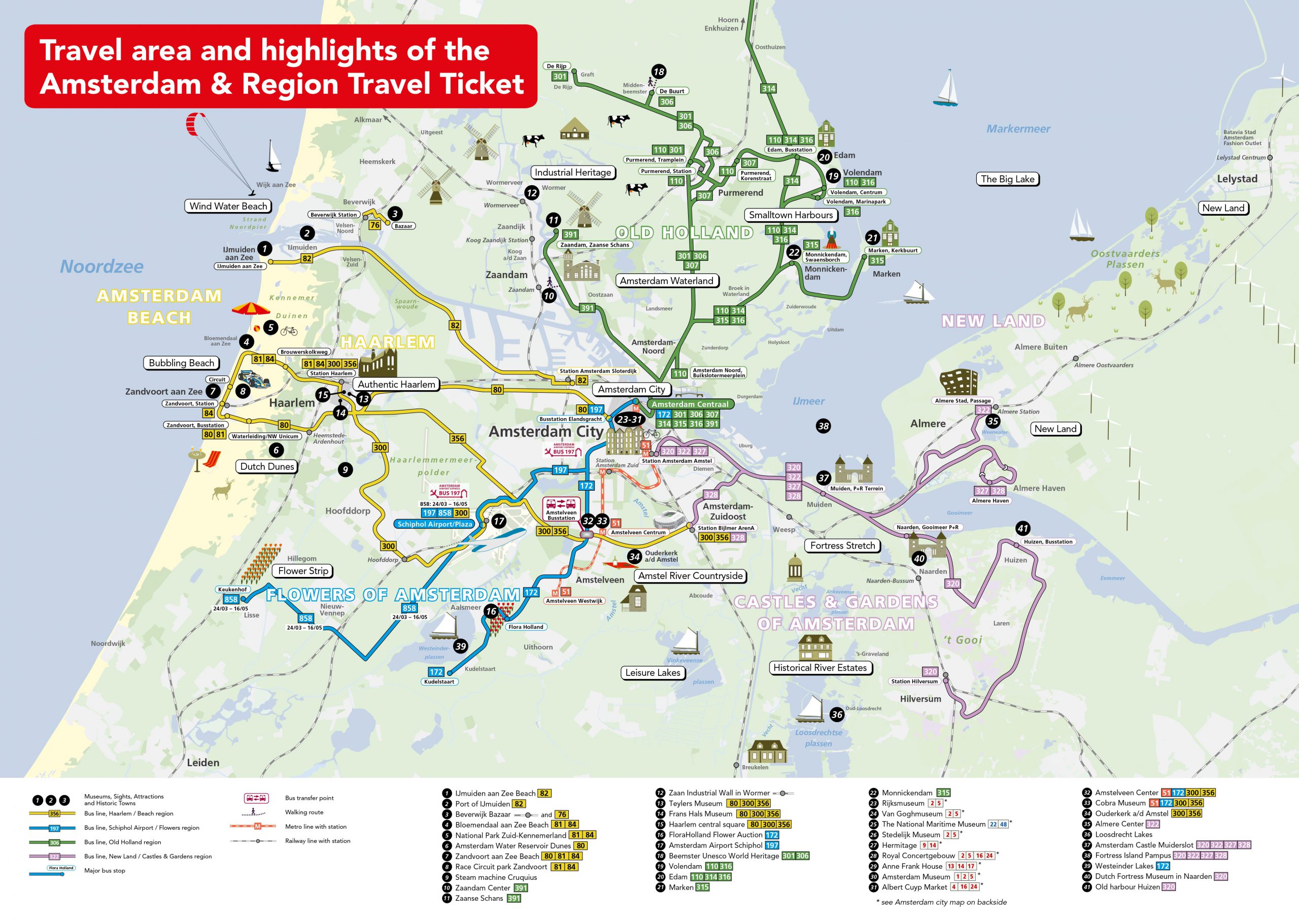 amsterdam region travel ticket map